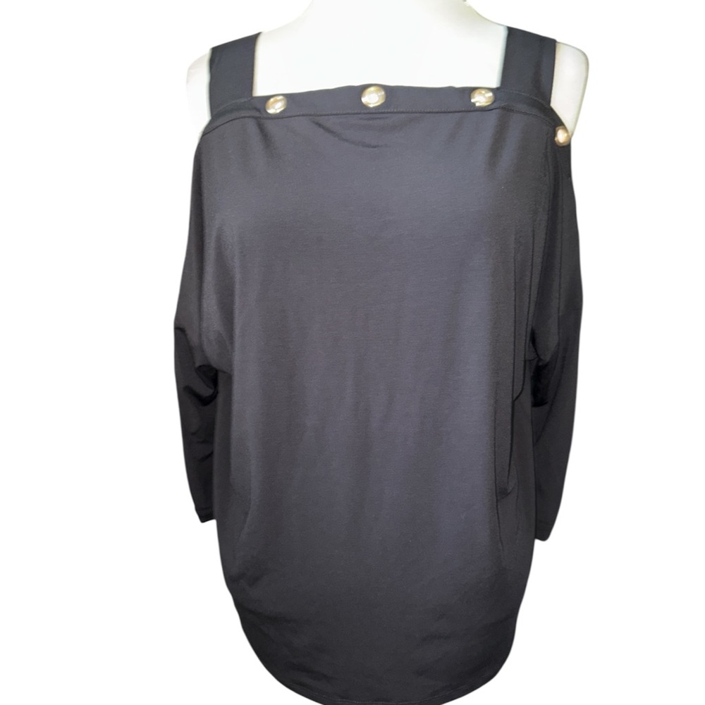Carmen Marc Valvo blouse cold shoulder cutouts on short sleeves Size small NWT